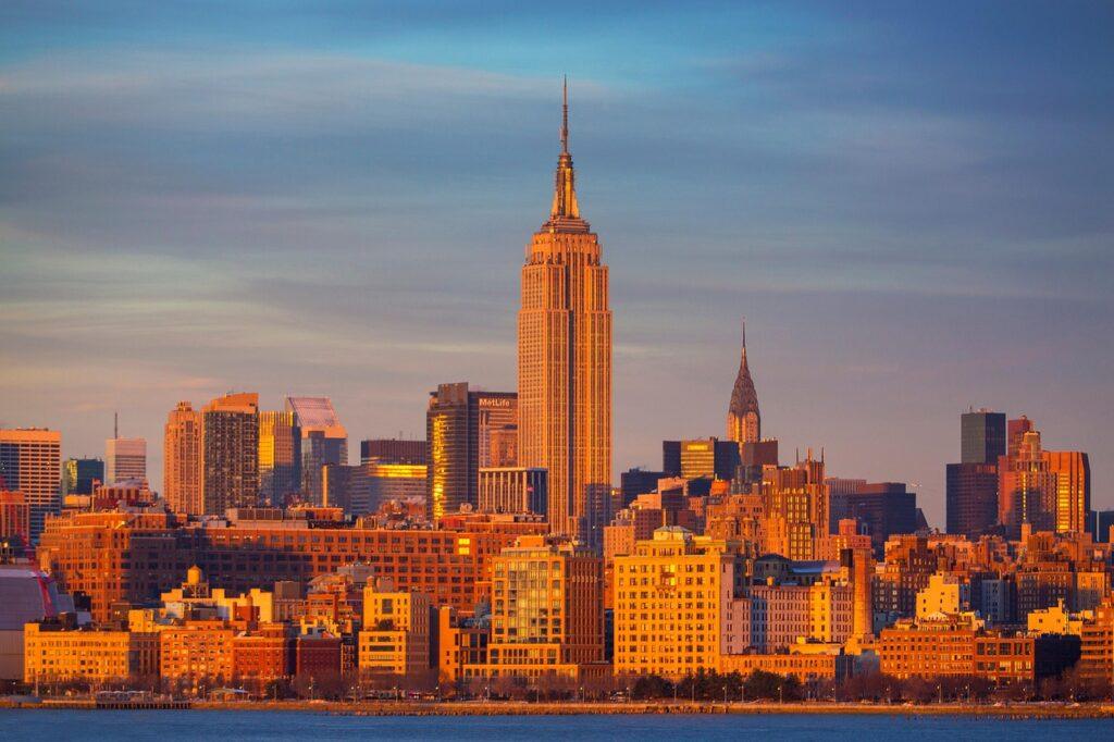 empire state building, hudson, sunset, new york, nature, ny, manhattan, united states